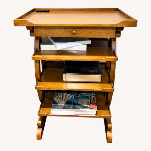 Used Pierre Deux Fabrics Dark Brown Wood Side Table for sale on AptDeco