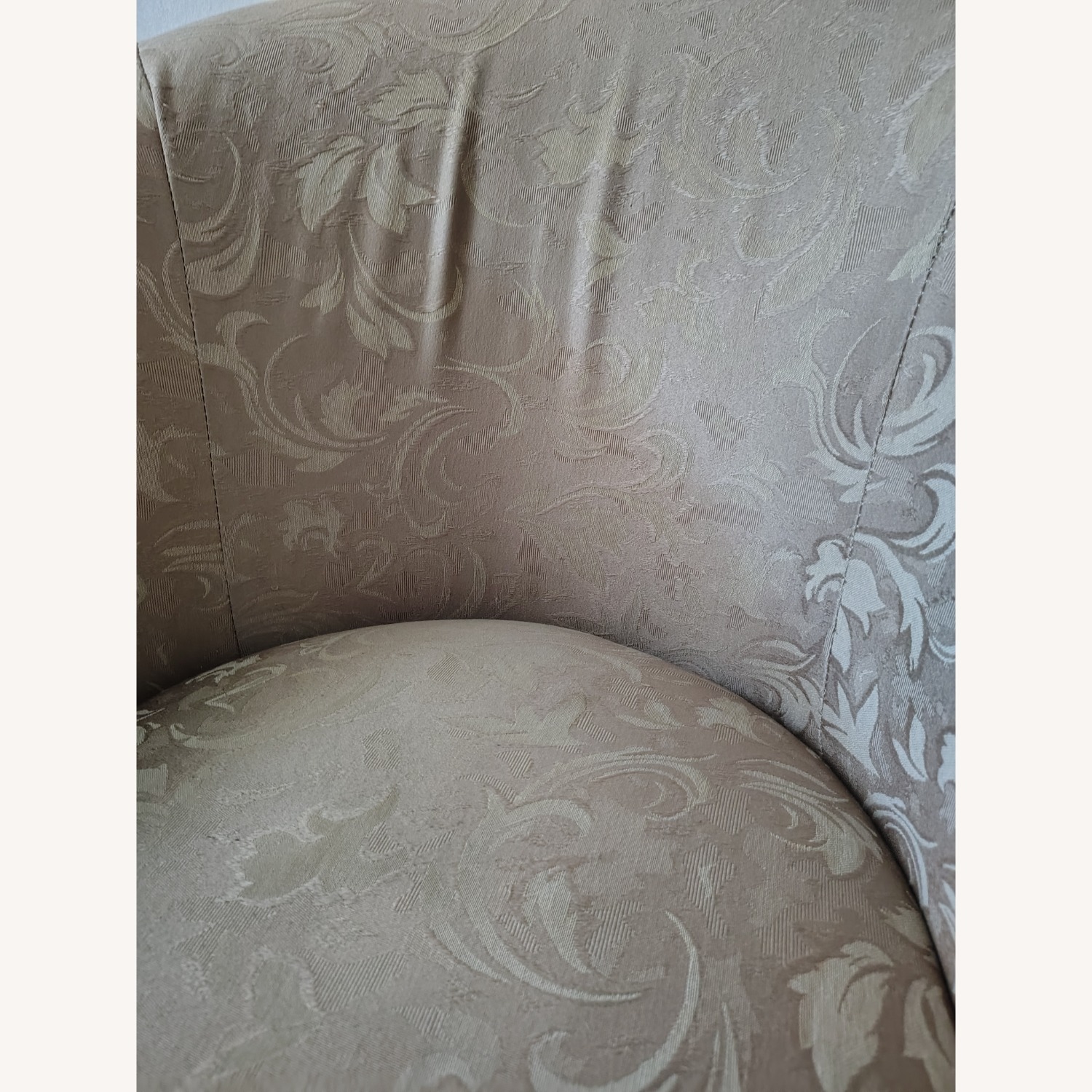 Gold Fabric Armchair with Fringe - image-8