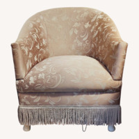 Gold Fabric Armchair with Fringe