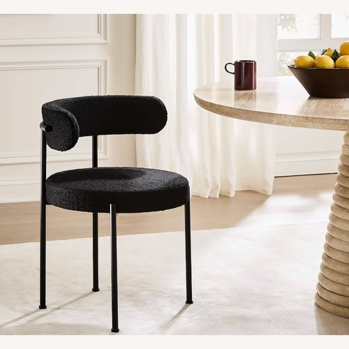 Used 6 Cb2 Black Boucle Dining Chairs for sale on AptDeco