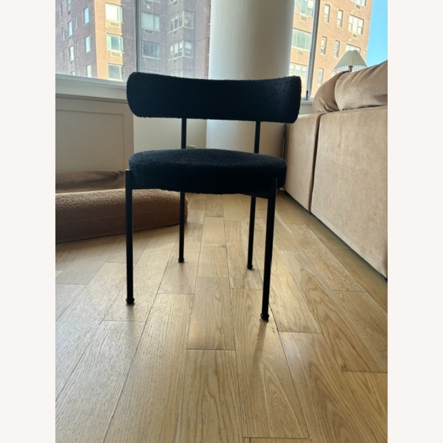 6 Cb2 Black Boucle Dining Chairs - image-3
