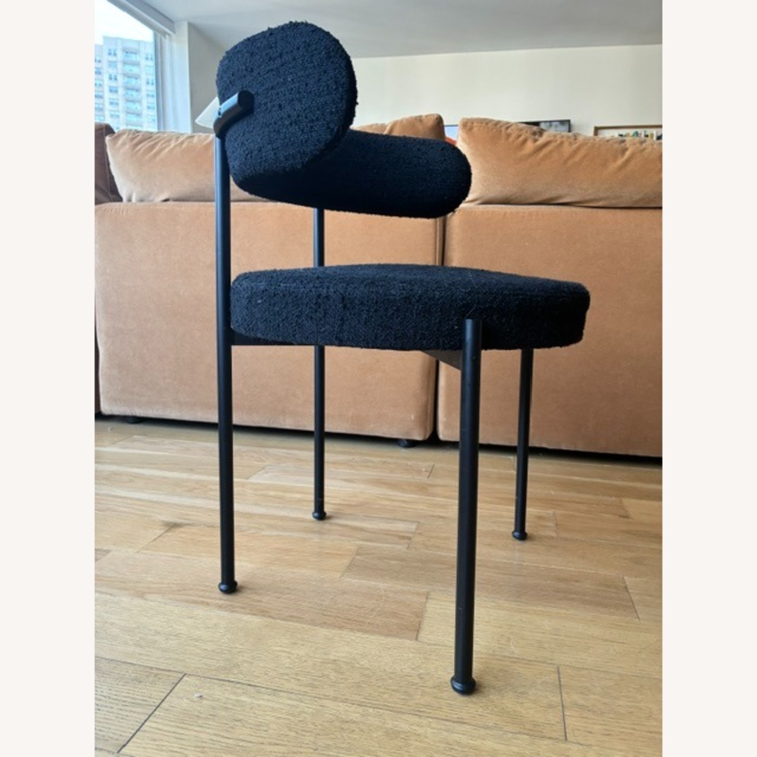 6 Cb2 Black Boucle Dining Chairs - image-5