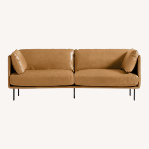 Used Crate & Barrel Wells Light Brown Leather 3+ Seater Sofa for sale on AptDeco
