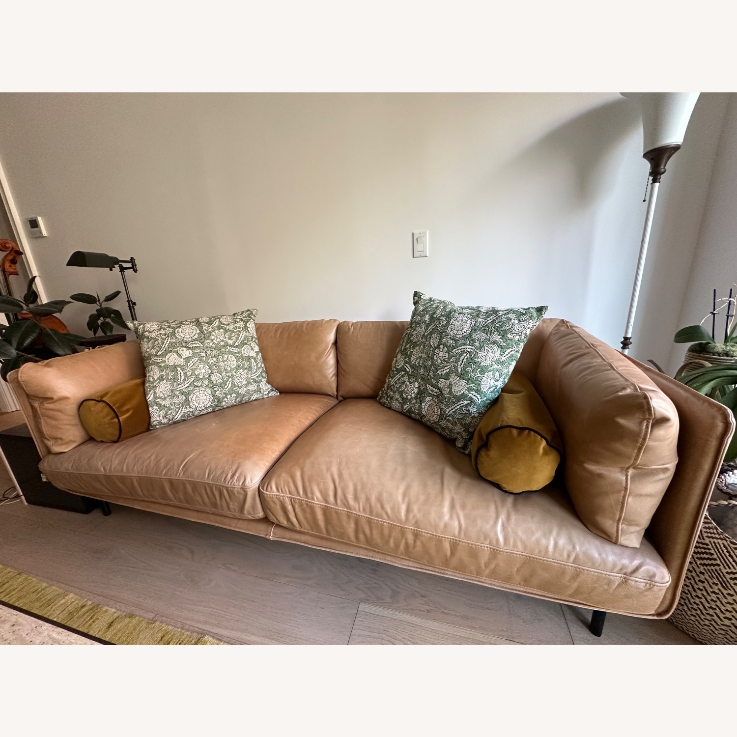 Crate & Barrel Wells Light Brown Leather 3+ Seater Sofa - image-2