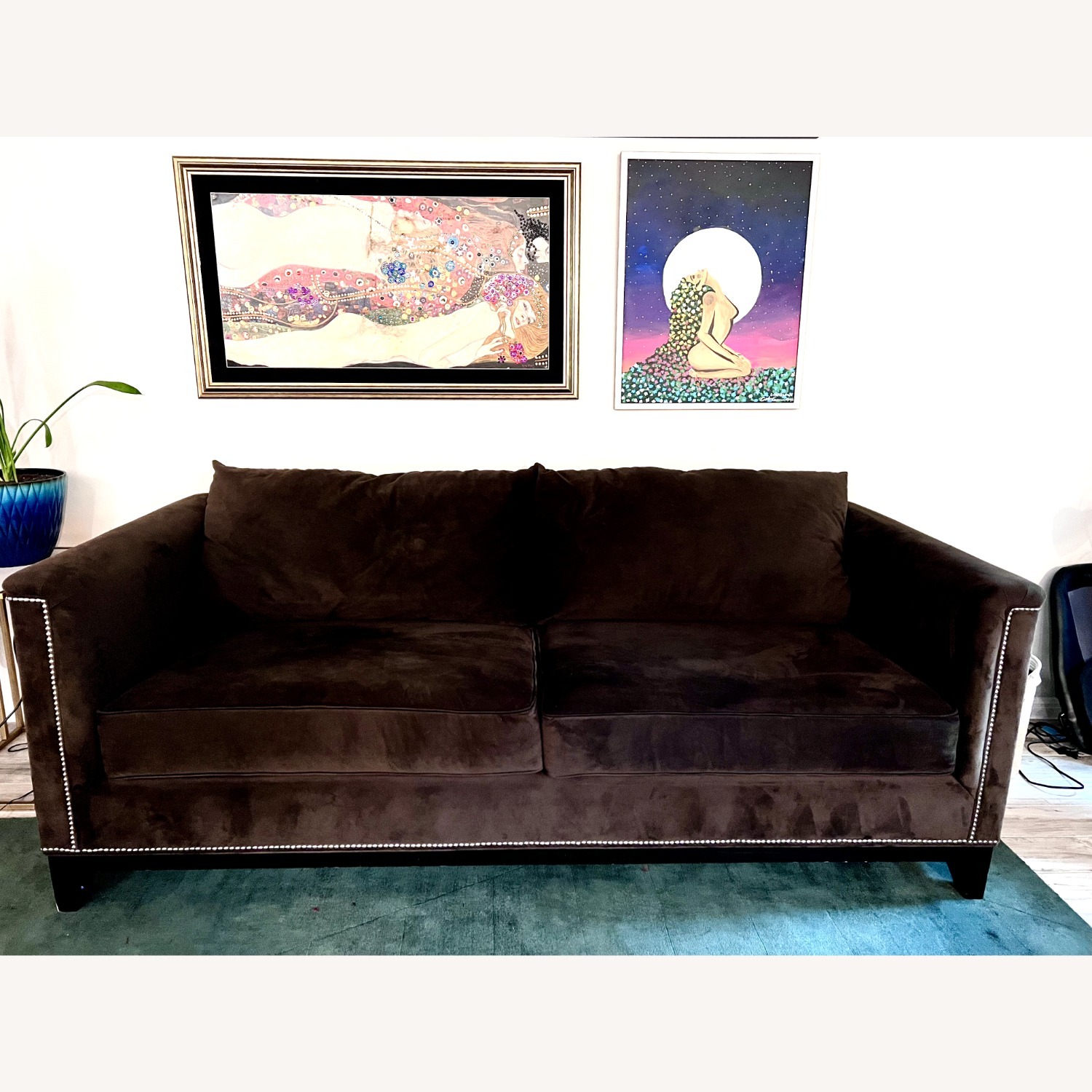 Custom Dark Brown Fabric 3+ Seater Sofa - image-2