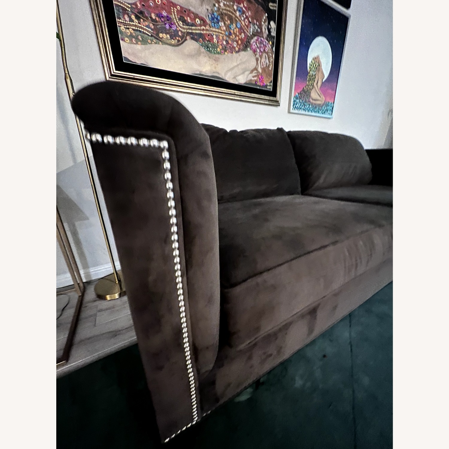 Custom Dark Brown Fabric 3+ Seater Sofa - image-3