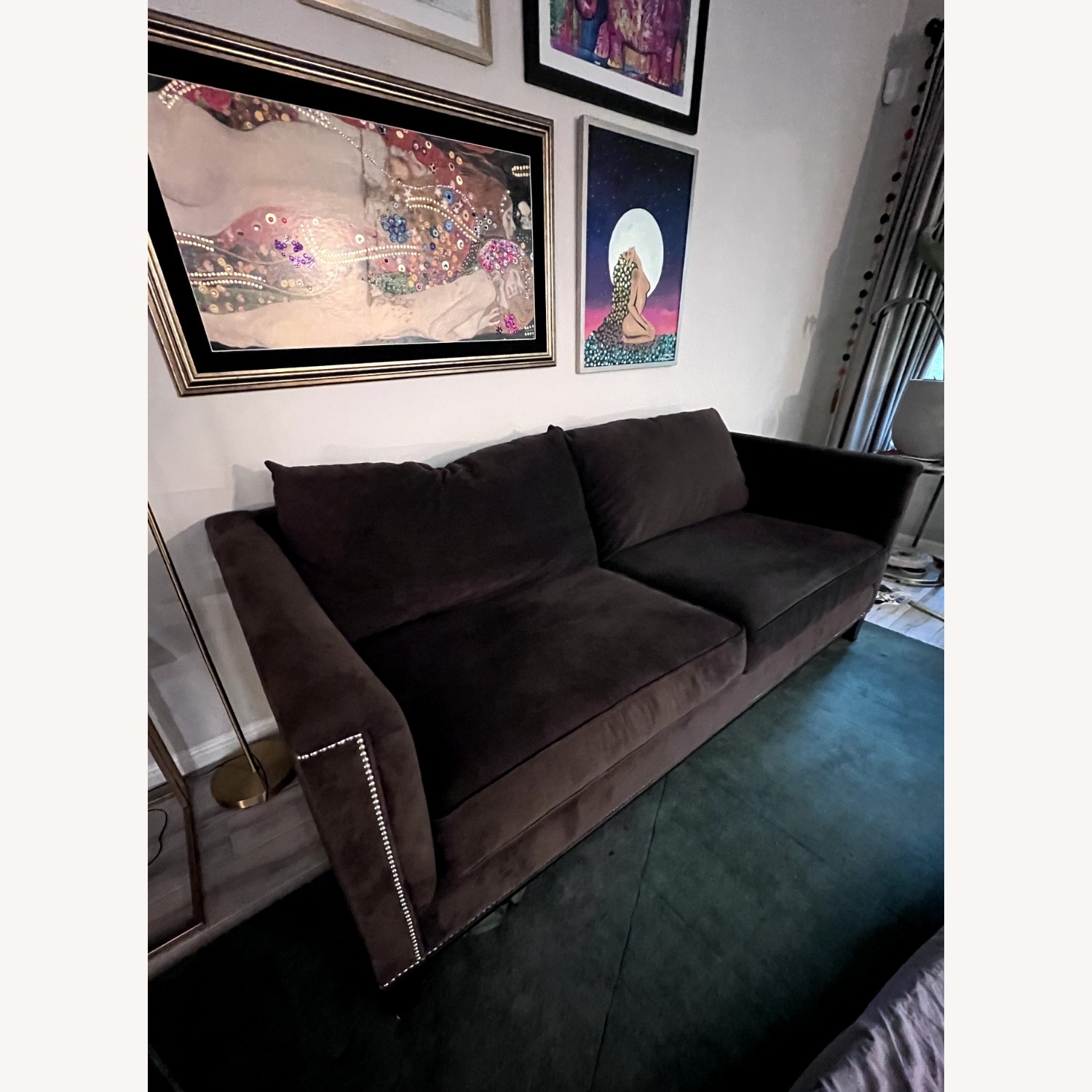 Custom Dark Brown Fabric 3+ Seater Sofa - image-1