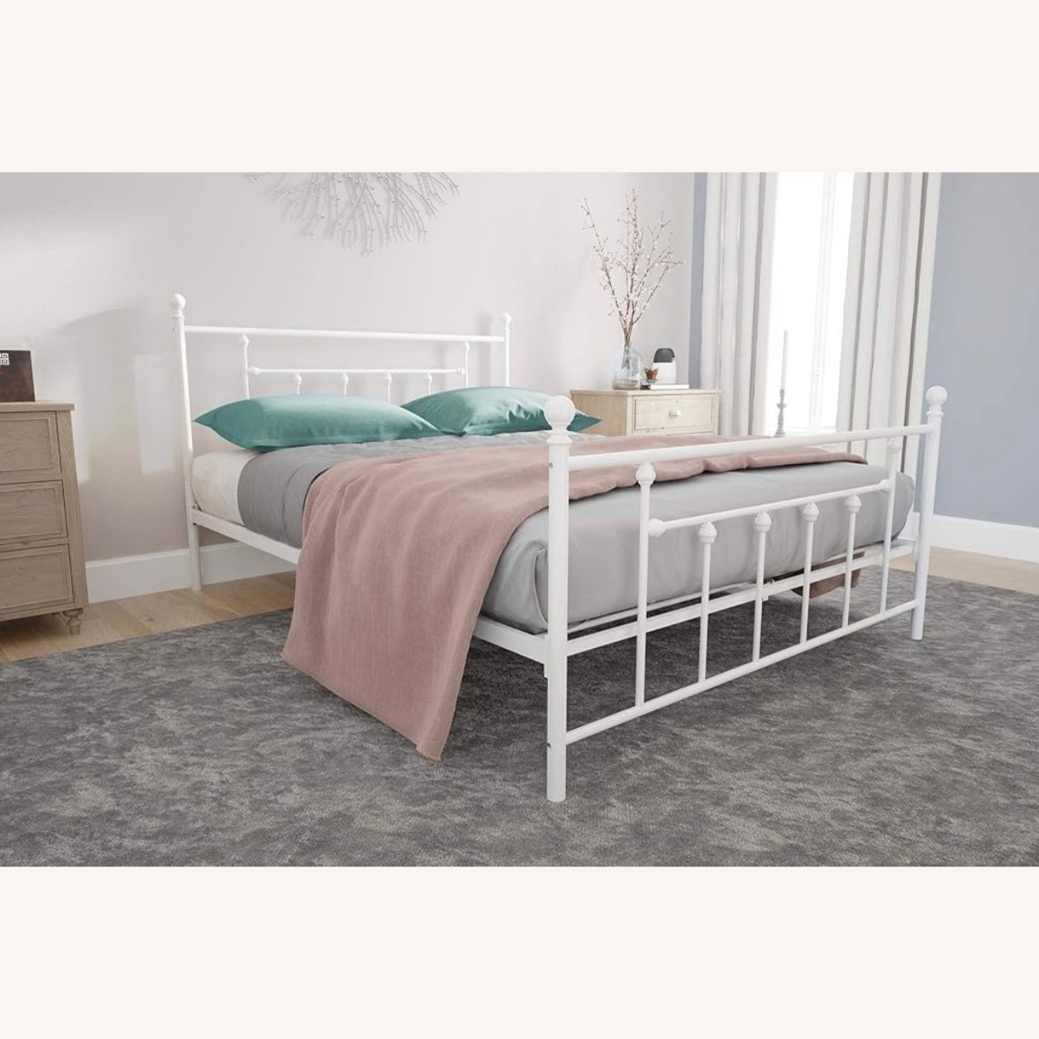 White Metal Queen Bed Frame - image-3