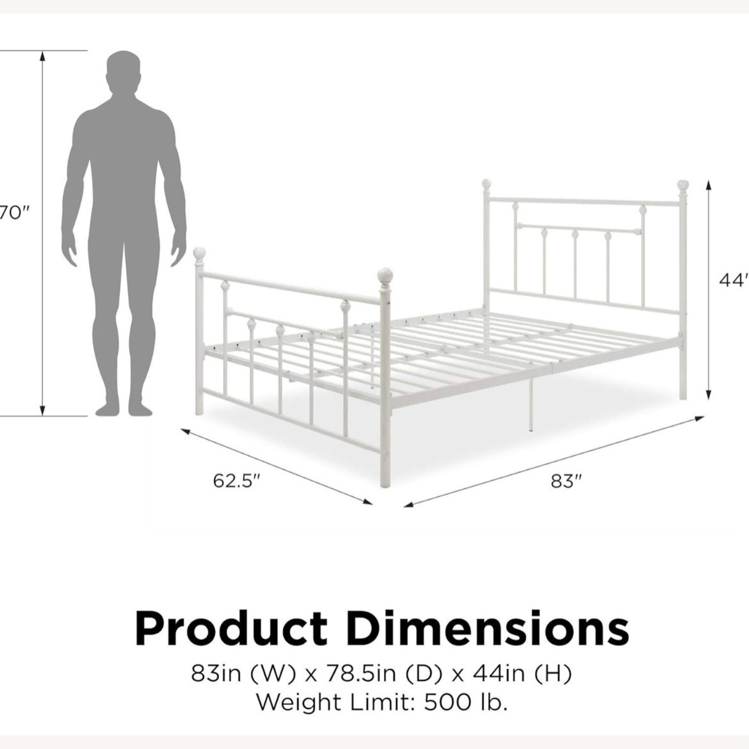 White Metal Queen Bed Frame - image-5