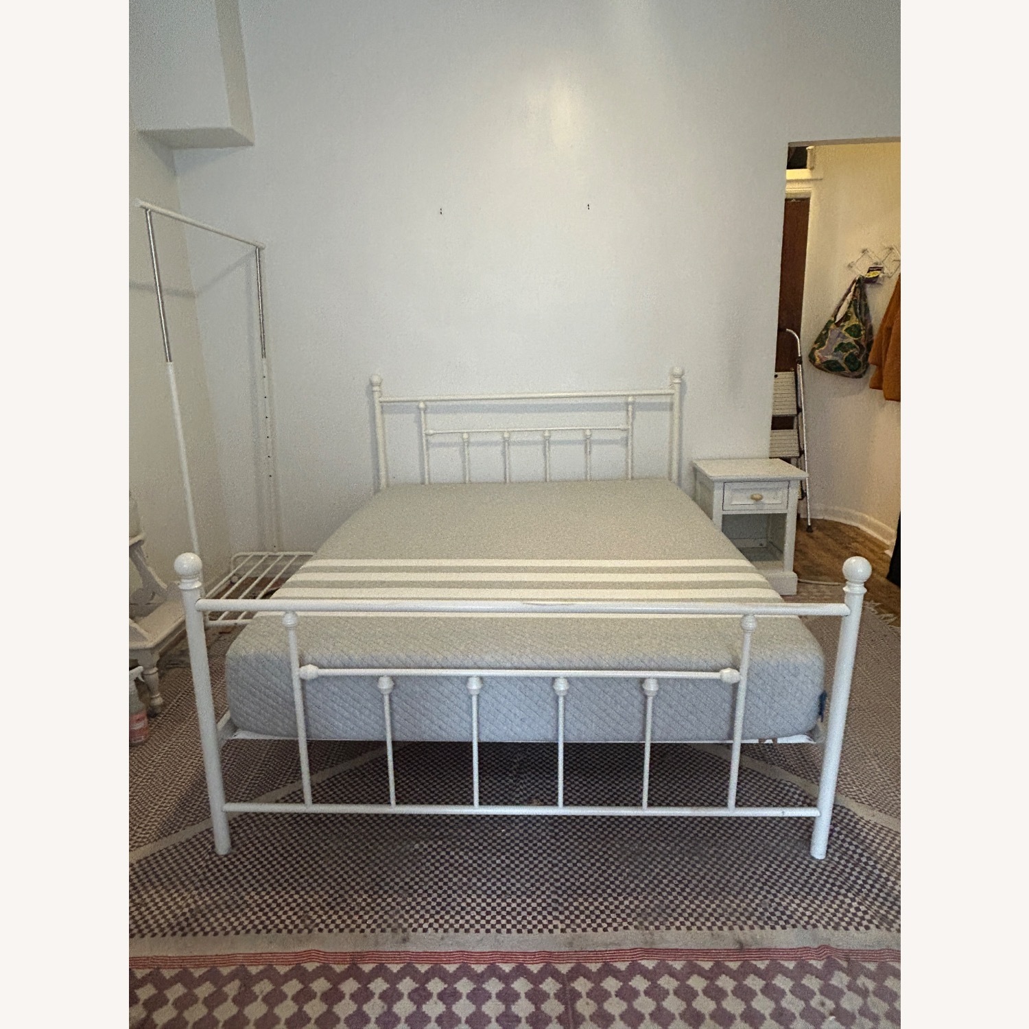 White Metal Queen Bed Frame - image-1