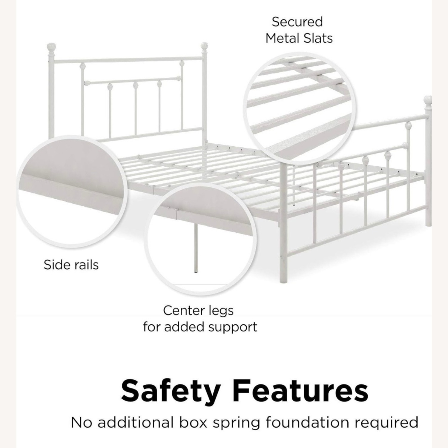 White Metal Queen Bed Frame - image-4