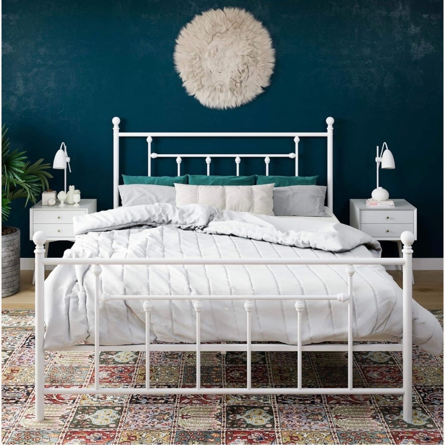 White Metal Queen Bed Frame - image-2