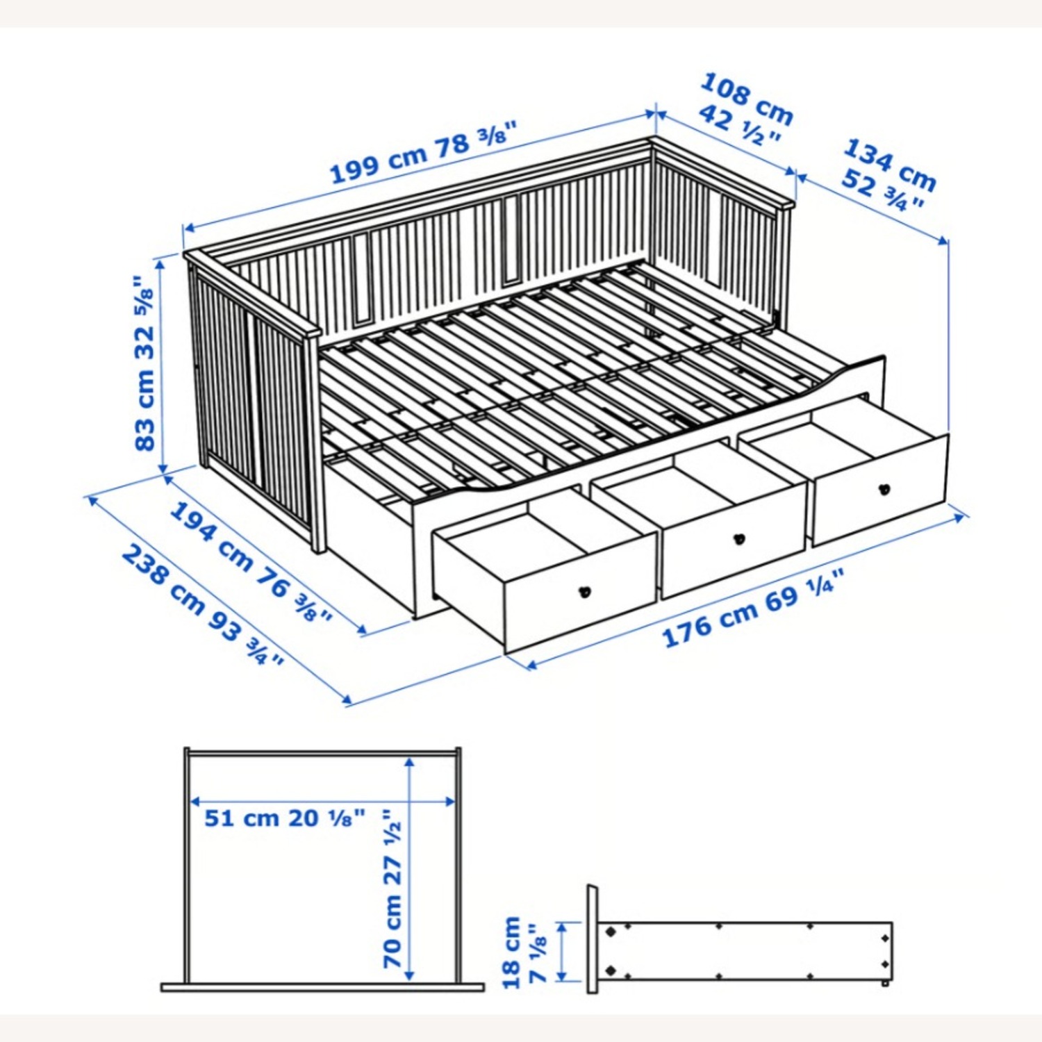 IKEA Hemnes White Wood Daybed - image-5