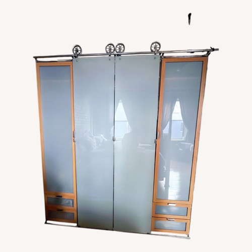 Used Balton Natural Wood & Metal Storage Closet for sale on AptDeco