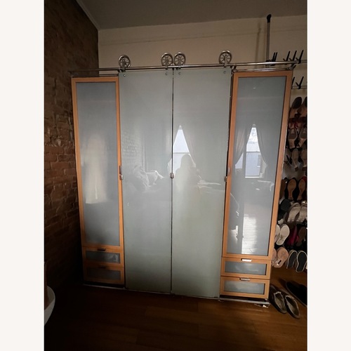 Used Balton Natural Wood & Metal Storage Closet for sale on AptDeco