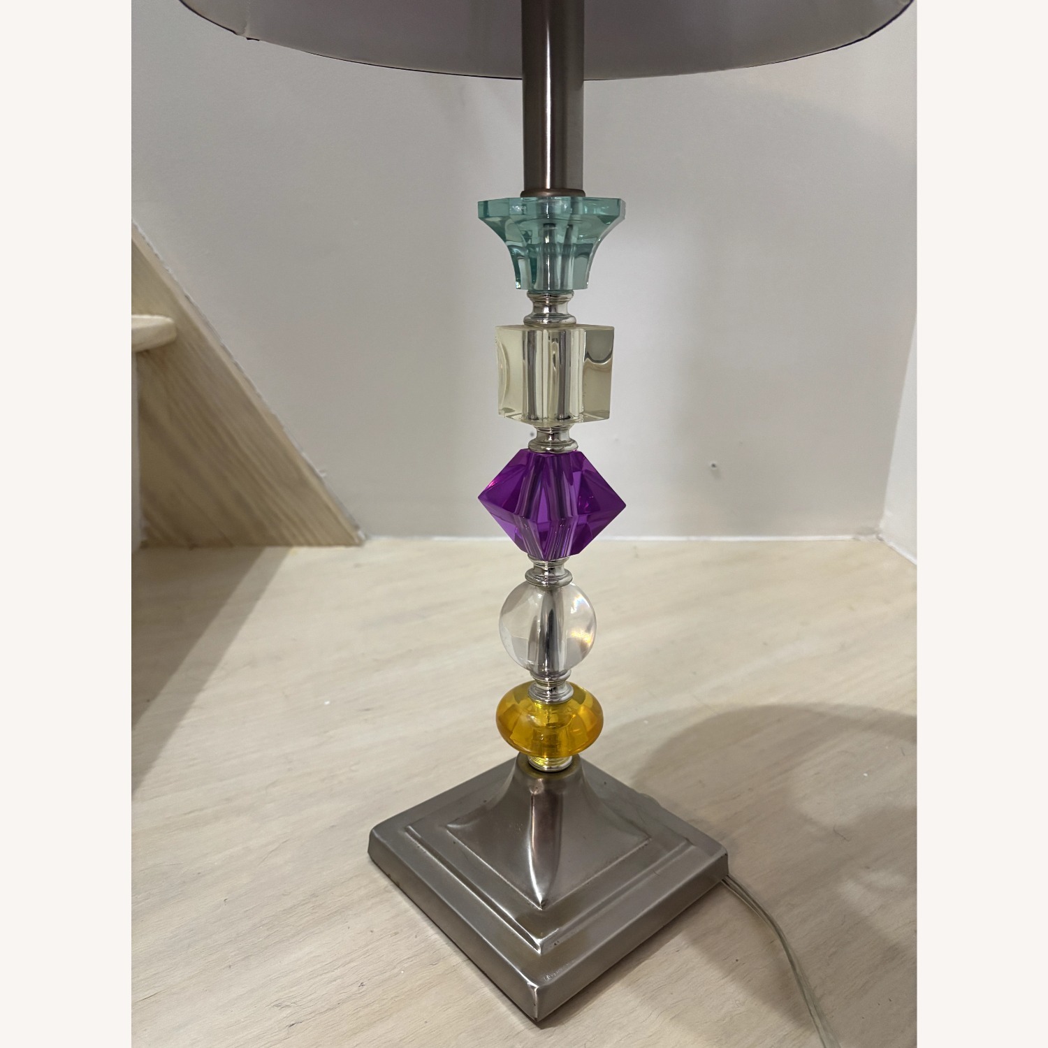  Aluminum  Lamp with Jewel Details & Purple Shade - image-3