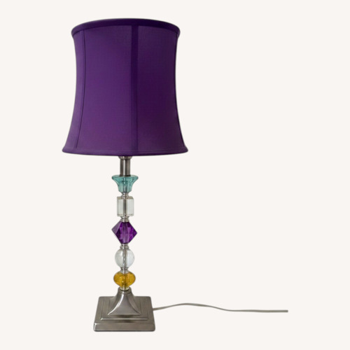 Used Aluminum Lamp with Jewel Details & Purple Shade for sale on AptDeco