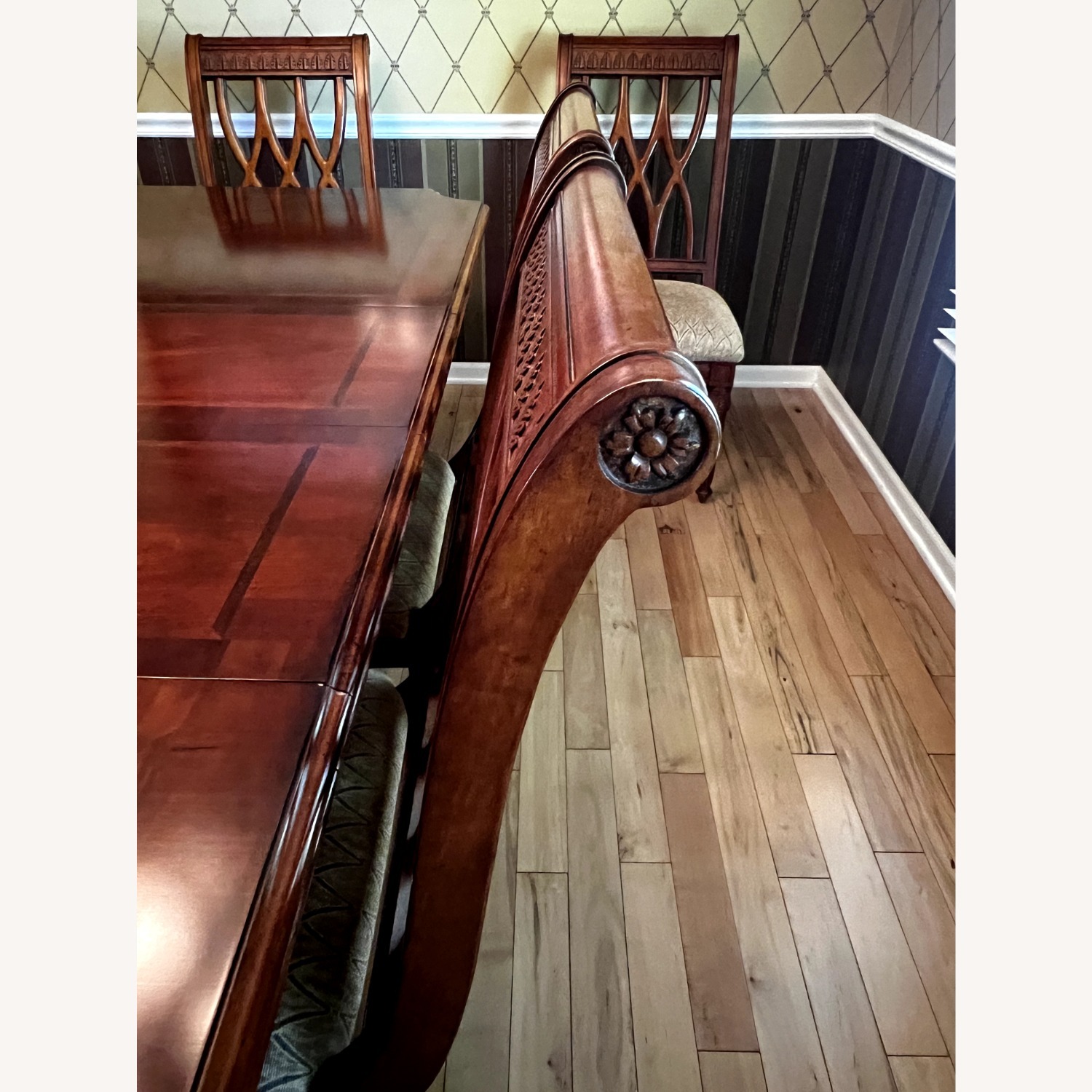 Dark Brown Solid Wood Dining Table - image-11