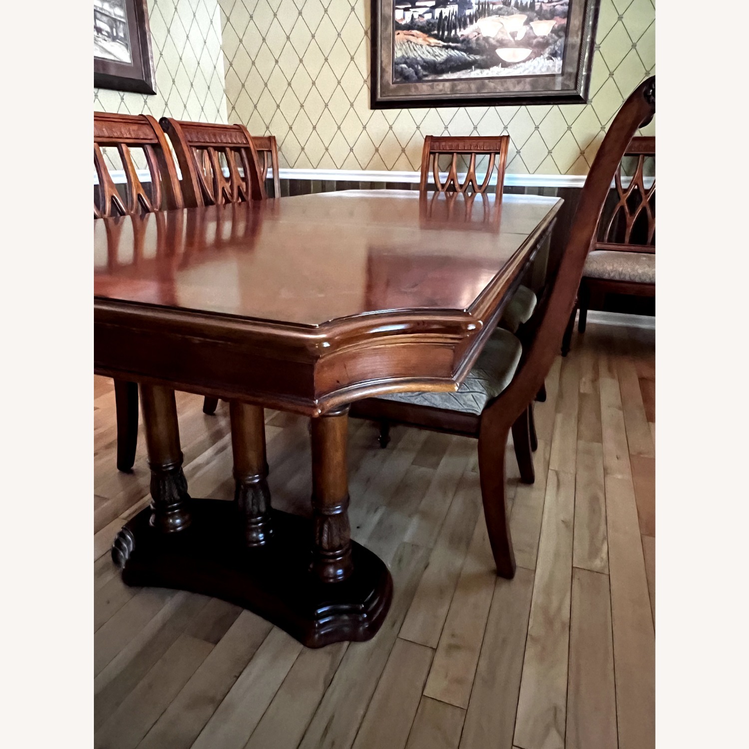 Dark Brown Solid Wood Dining Table - image-1