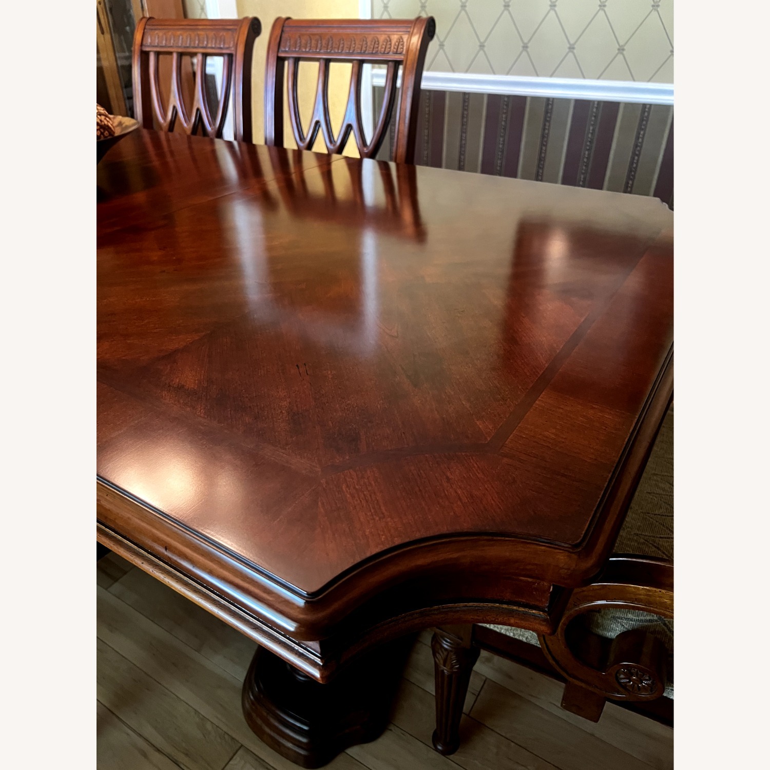 Dark Brown Solid Wood Dining Table - image-2