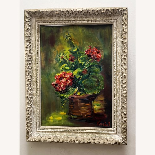 Used Vintage Oil Painting of Flowers/ Geraniums  for sale on AptDeco