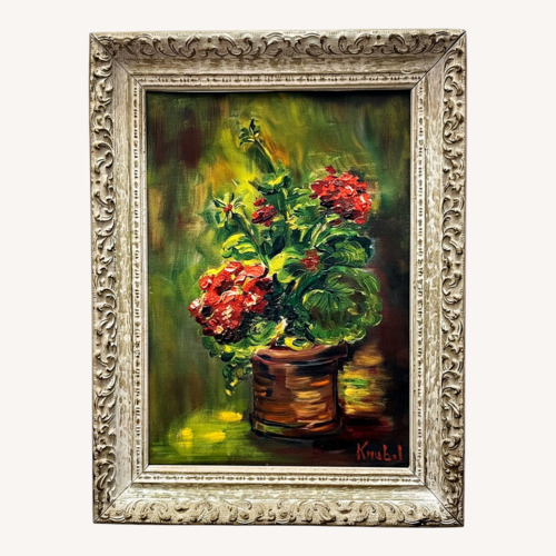 Used Vintage Oil Painting of Flowers/ Geraniums  for sale on AptDeco