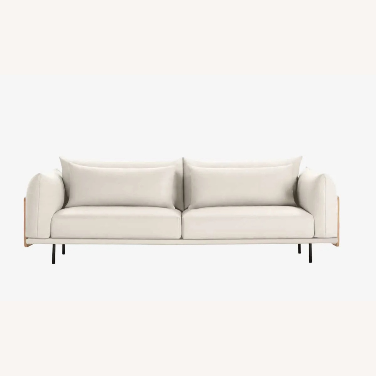 Design Within Reach Danish Modern Cream Leather 3+ Seater Sofa - image-7