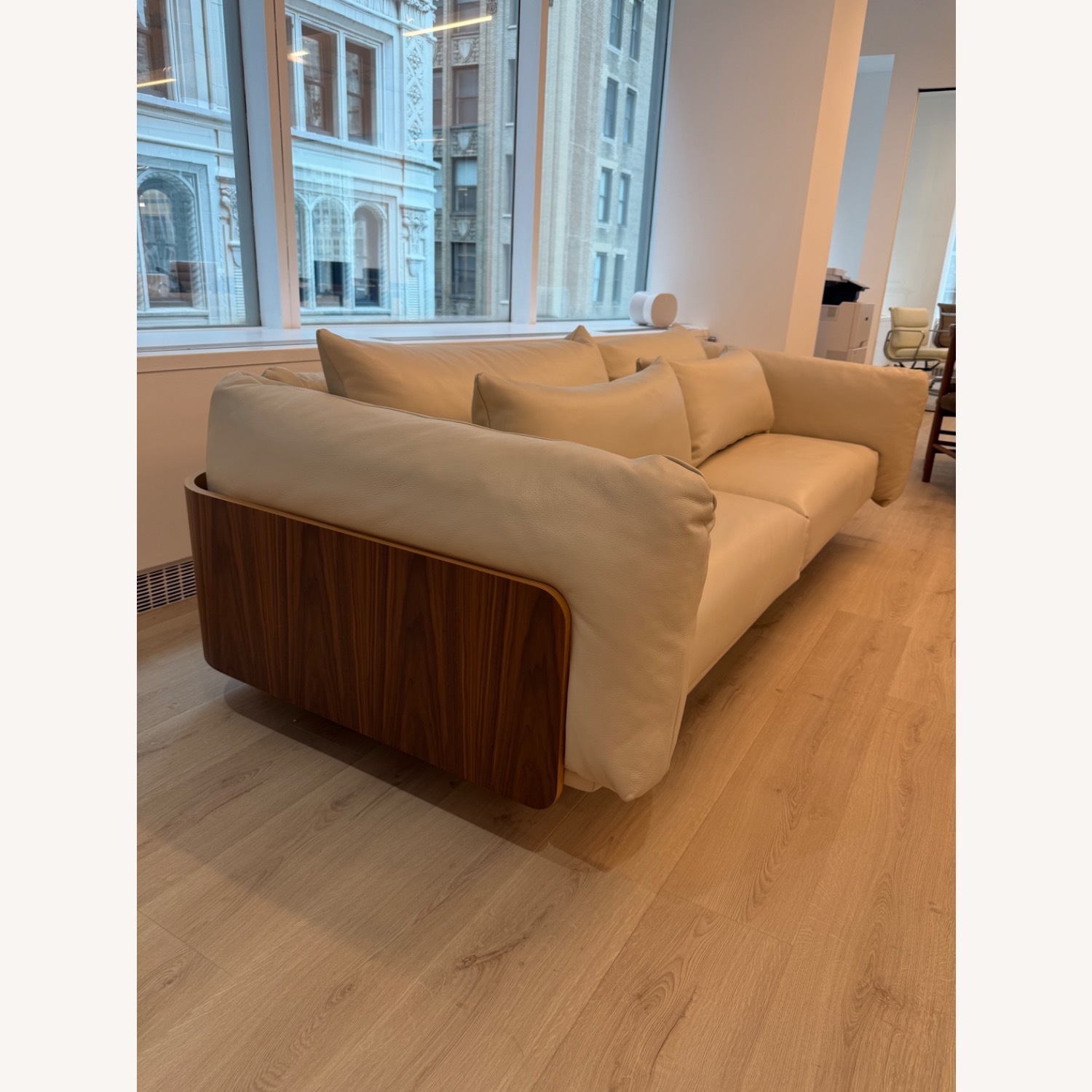 Design Within Reach Danish Modern Cream Leather 3+ Seater Sofa - image-2