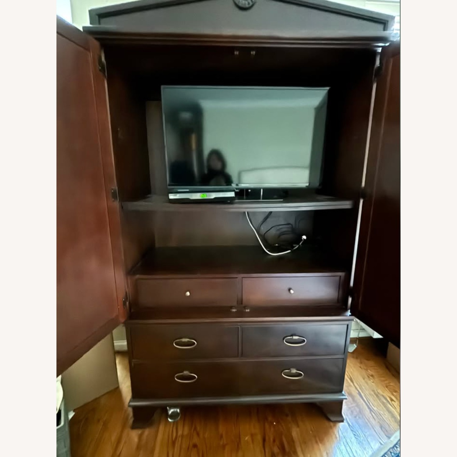 Vintage/Antique Dark Cherry Wood Armoire - image-2