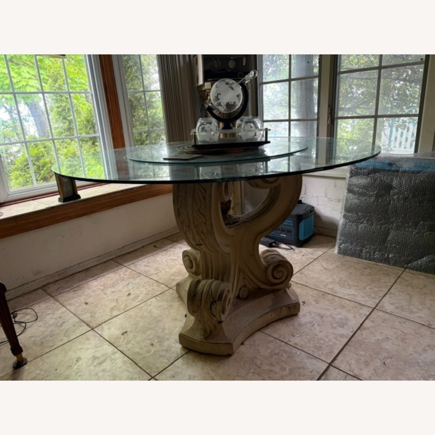 Neoclassical Style Glass Top Table - image-1