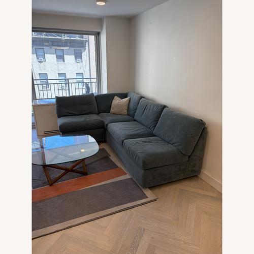 Used Crate & Barrel Barrett Green Microsuede Chaise Lounge for sale on AptDeco