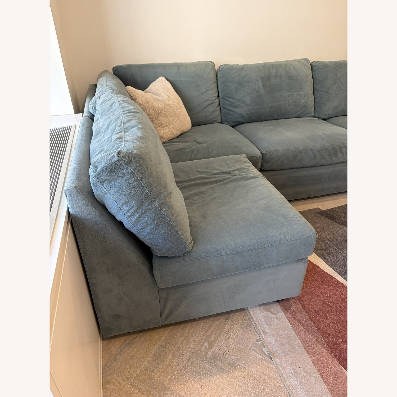 Crate & Barrel Barrett Green Microsuede Chaise Lounge - image-4