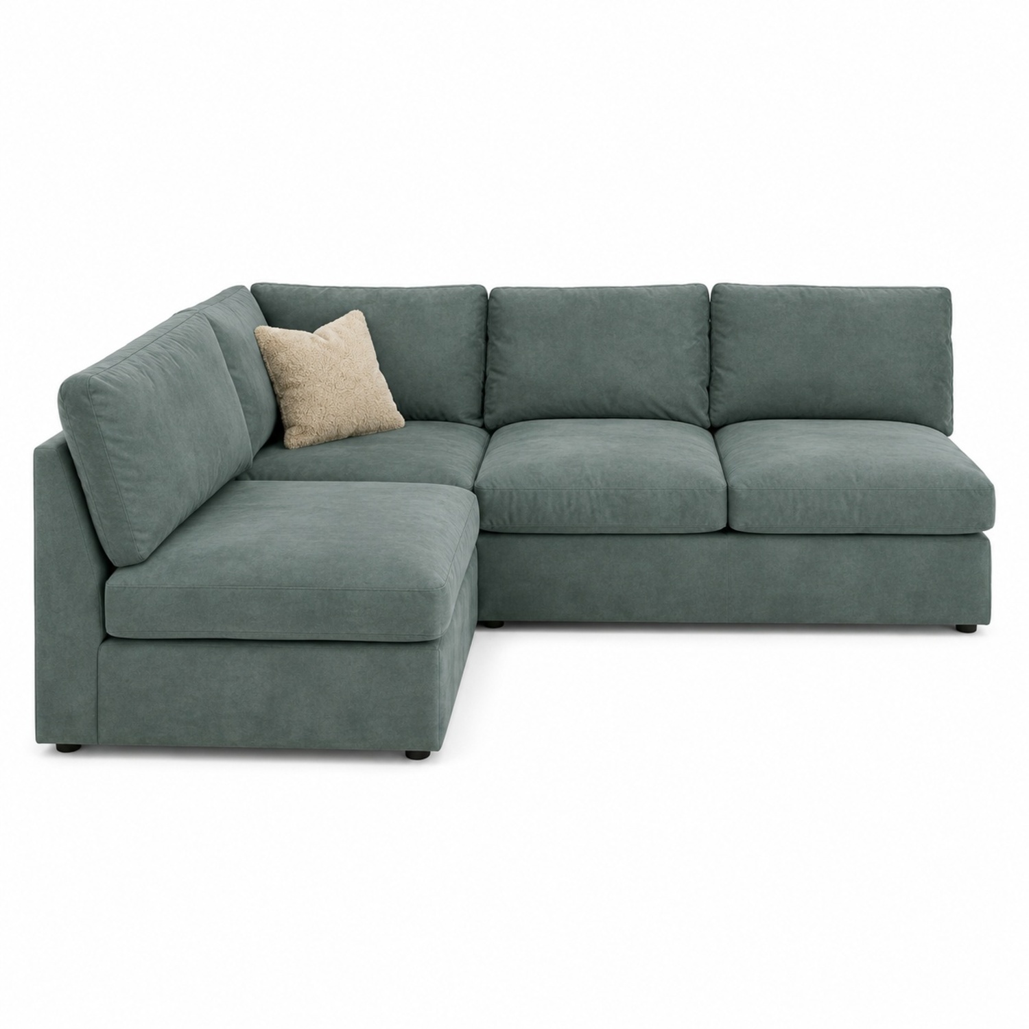Crate & Barrel Barrett Green Microsuede Chaise Lounge - image-7