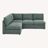 Crate & Barrel Barrett Green Microsuede Chaise Lounge