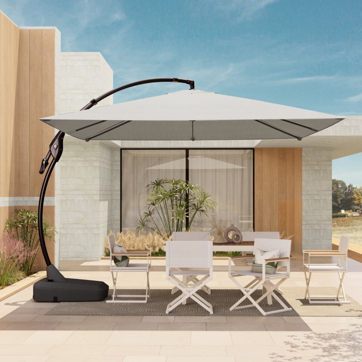 Light Gray Fabric Umbrellas - image-1