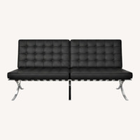 Vintage/Antique Black Leather Loveseat