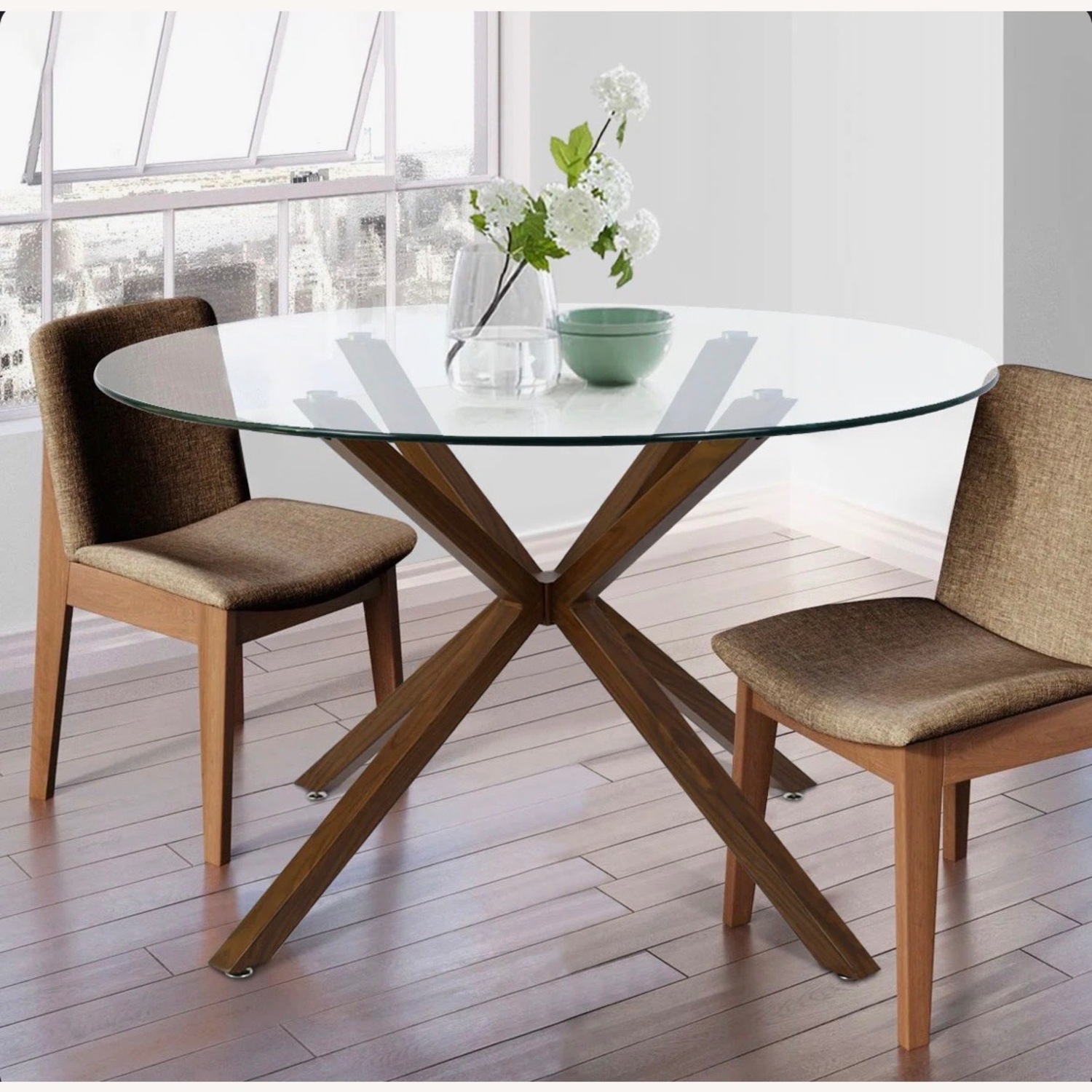 Wayfair Adella Dark Brown Glass Dining Table - image-1