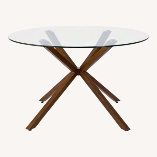 Used Wayfair Adella Dark Brown Glass Dining Table for sale on AptDeco