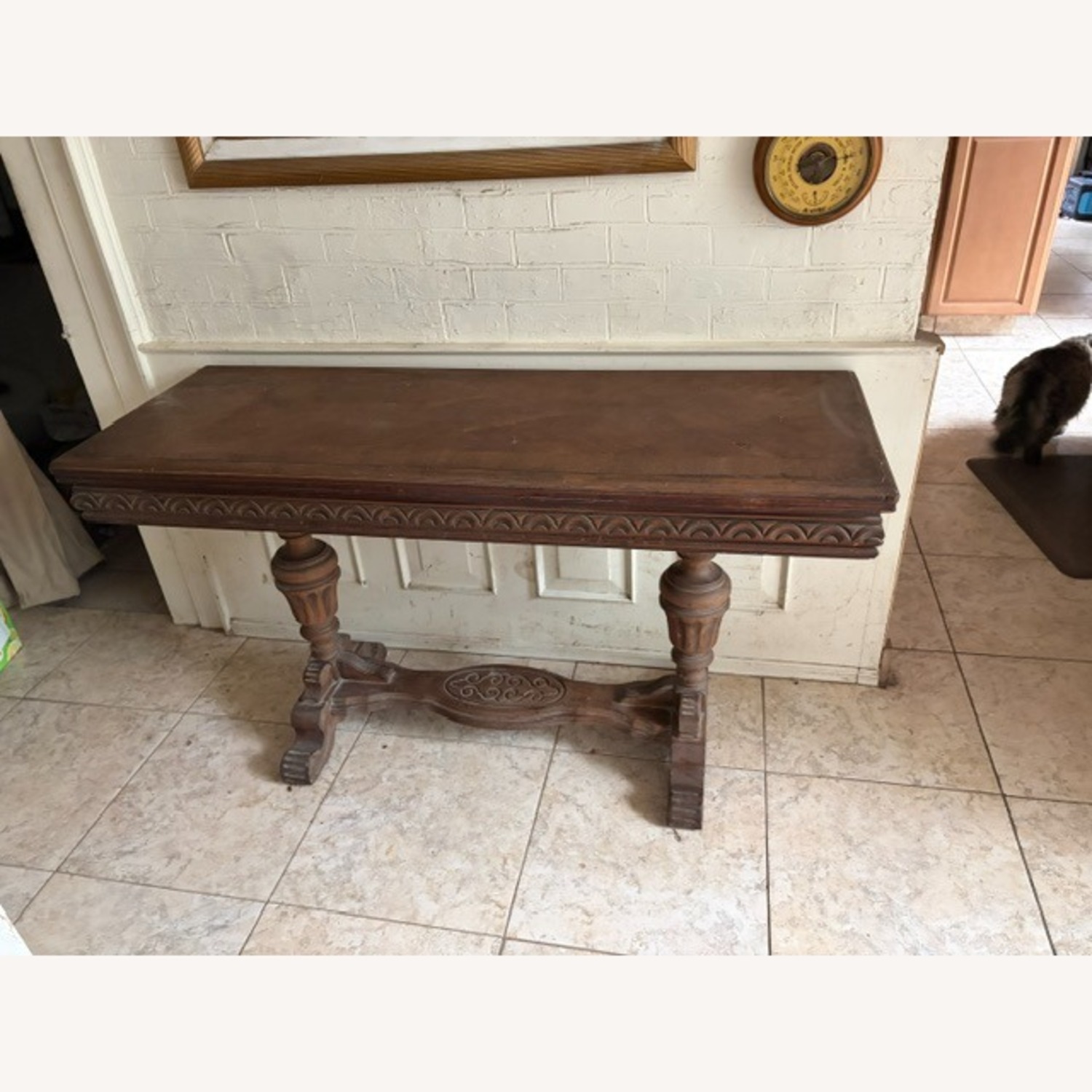 Dark Brown Wood Side Table - image-1