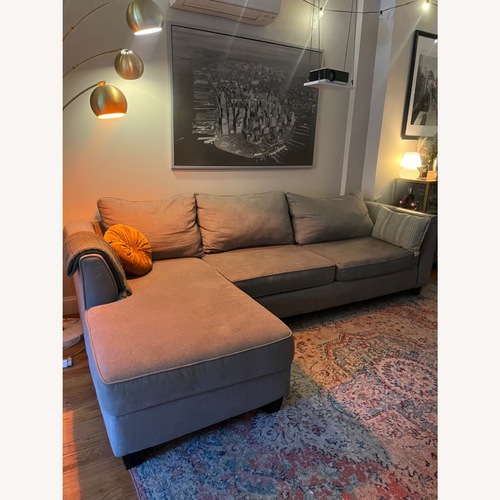 Used Raymour & Flanigan Light Gray 2 Piece Sectional for sale on AptDeco