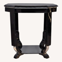 Octagonal Art Deco Black Lacquer Side Table