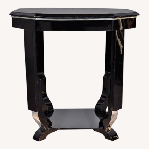 Used Octagonal Art Deco Black Lacquer Side Table for sale on AptDeco