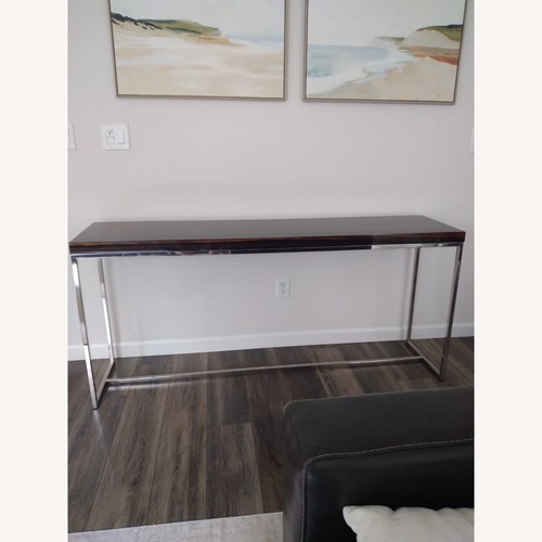 Used Minotti Dark Brown Wood Side Table for sale on AptDeco
