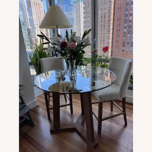 Used Crate & Barrel High Top Glass Dining Table for sale on AptDeco
