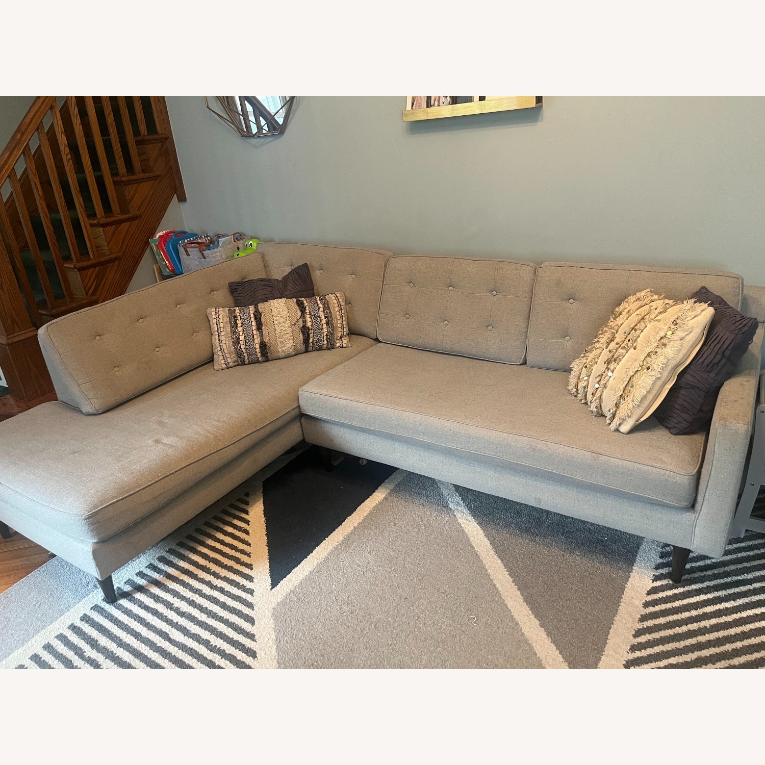 West Elm Drake Light Gray Fabric 2 Piece Sectional - image-1