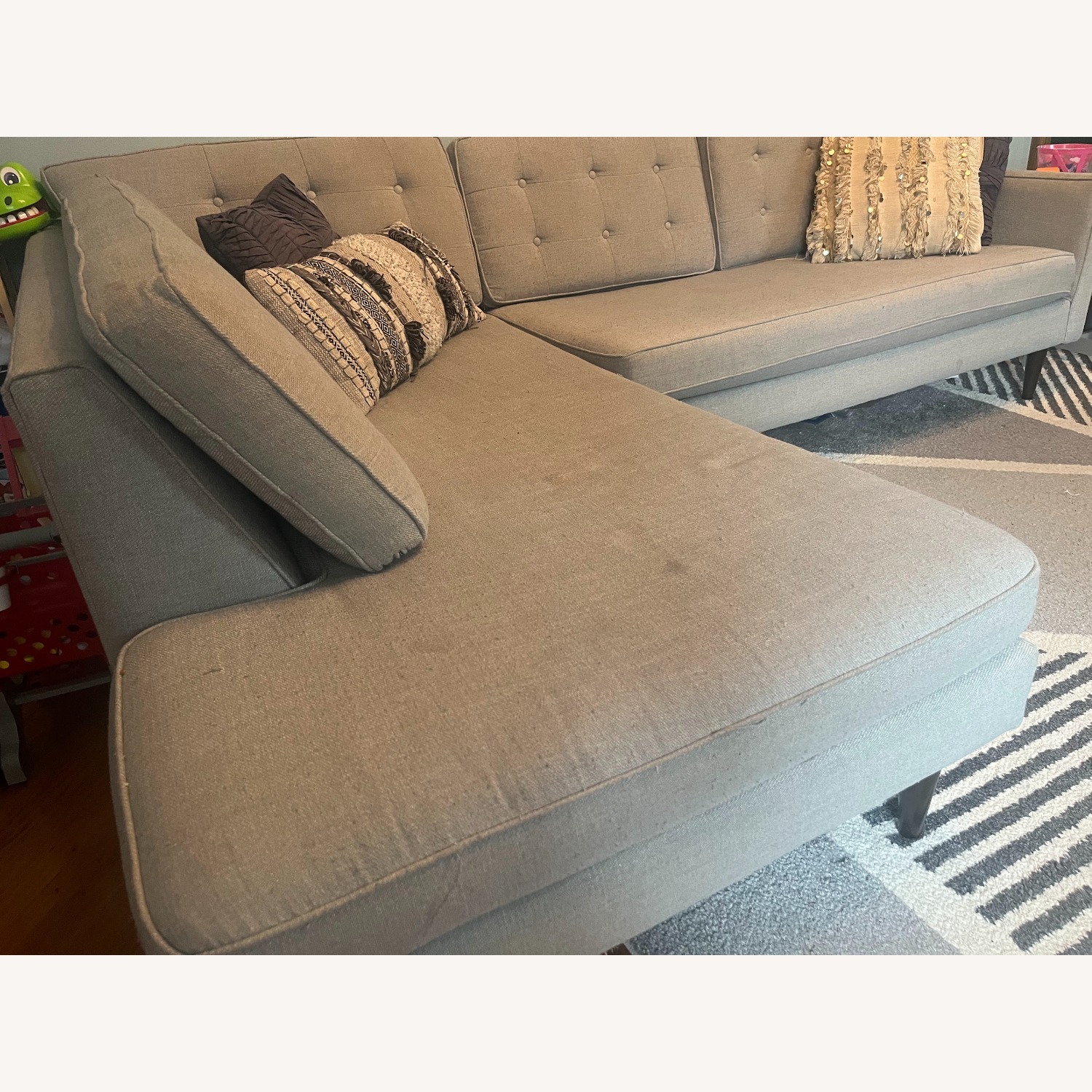 West Elm Drake Light Gray Fabric 2 Piece Sectional - image-4