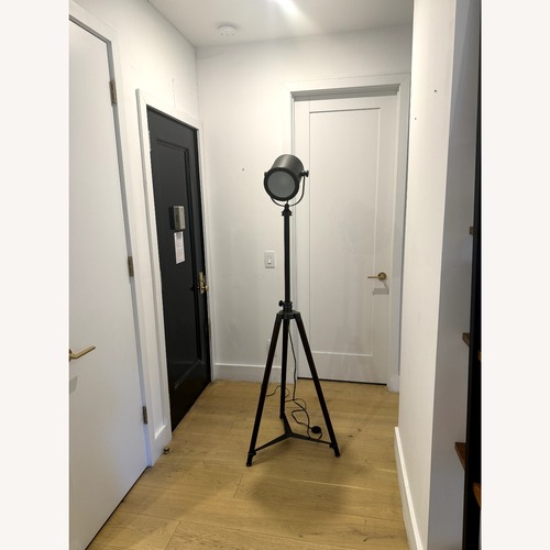 Used Pottery Barn Adjustable Tripod Metal Floor Lamp for sale on AptDeco