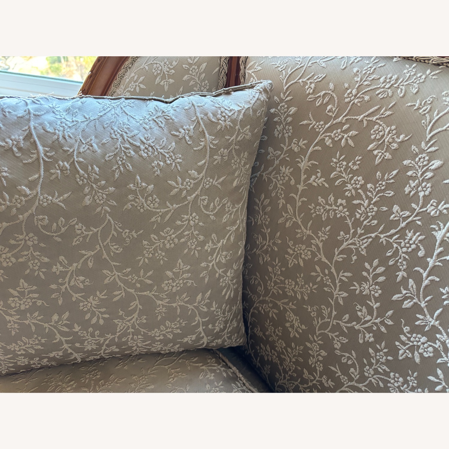 French Provincial Carved Wood Brocade Armchairs  - image-4