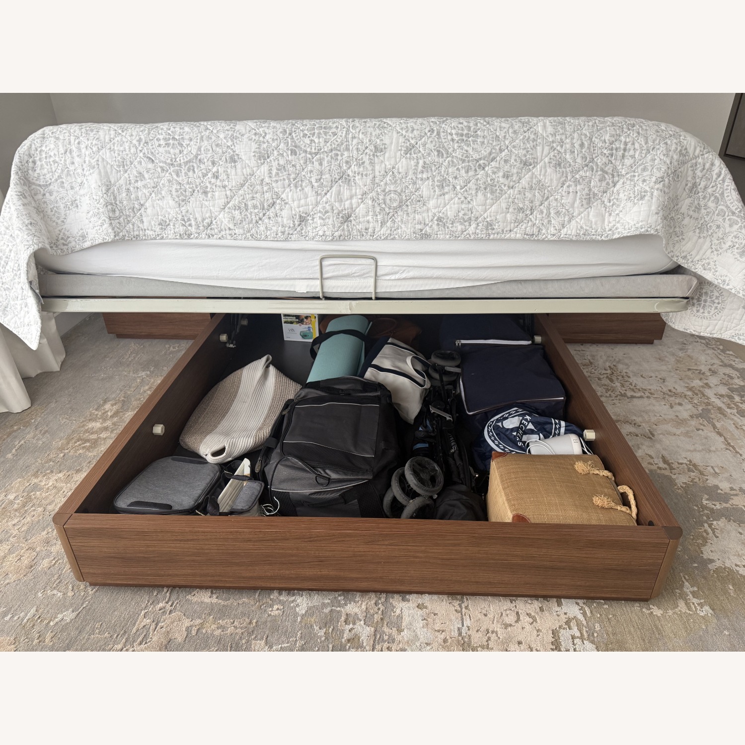 Lazzoni Tuta Bed Dark Brown Wood Queen Bed - image-5