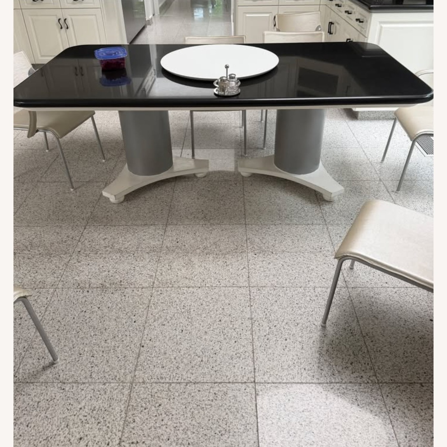Vintage/Antique Black Marble Dining Table - image-1